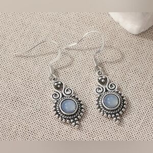 ♥️H 5/$20 Elegant Silver Dangle Earrings with Blue Accents